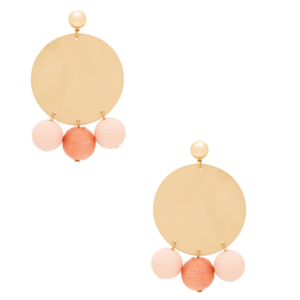Rebecca Minkoff disco pink and gold earrings